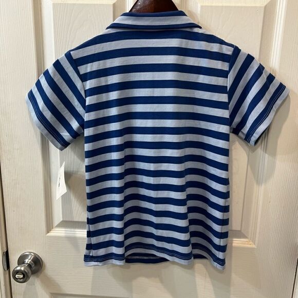 Boys New Blue Striped Polo with zip collar size 9 or 10 - Picture 11 of 12